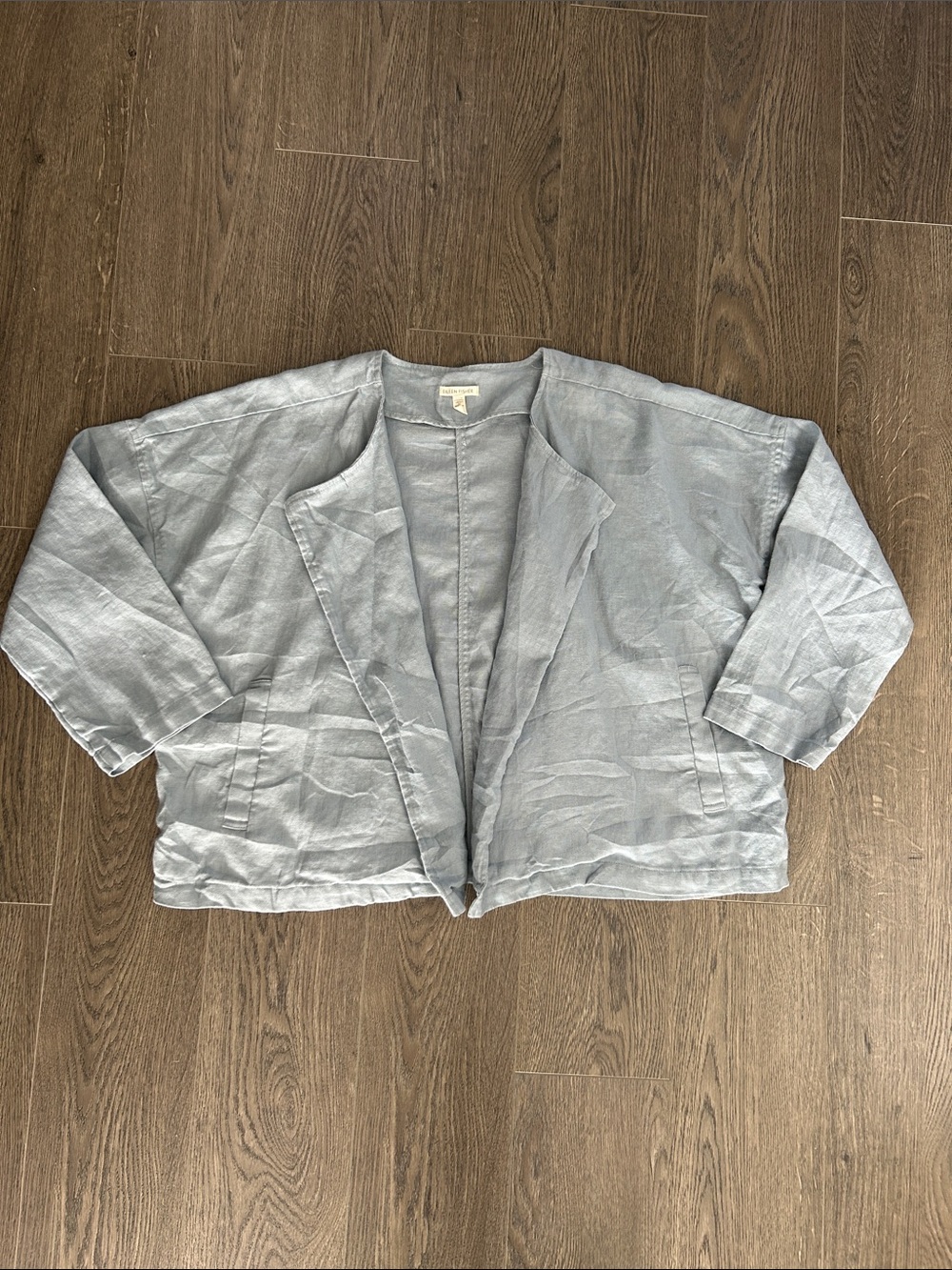 Eileen Fisher 100% Organic Linen Cardigan Top Blazer